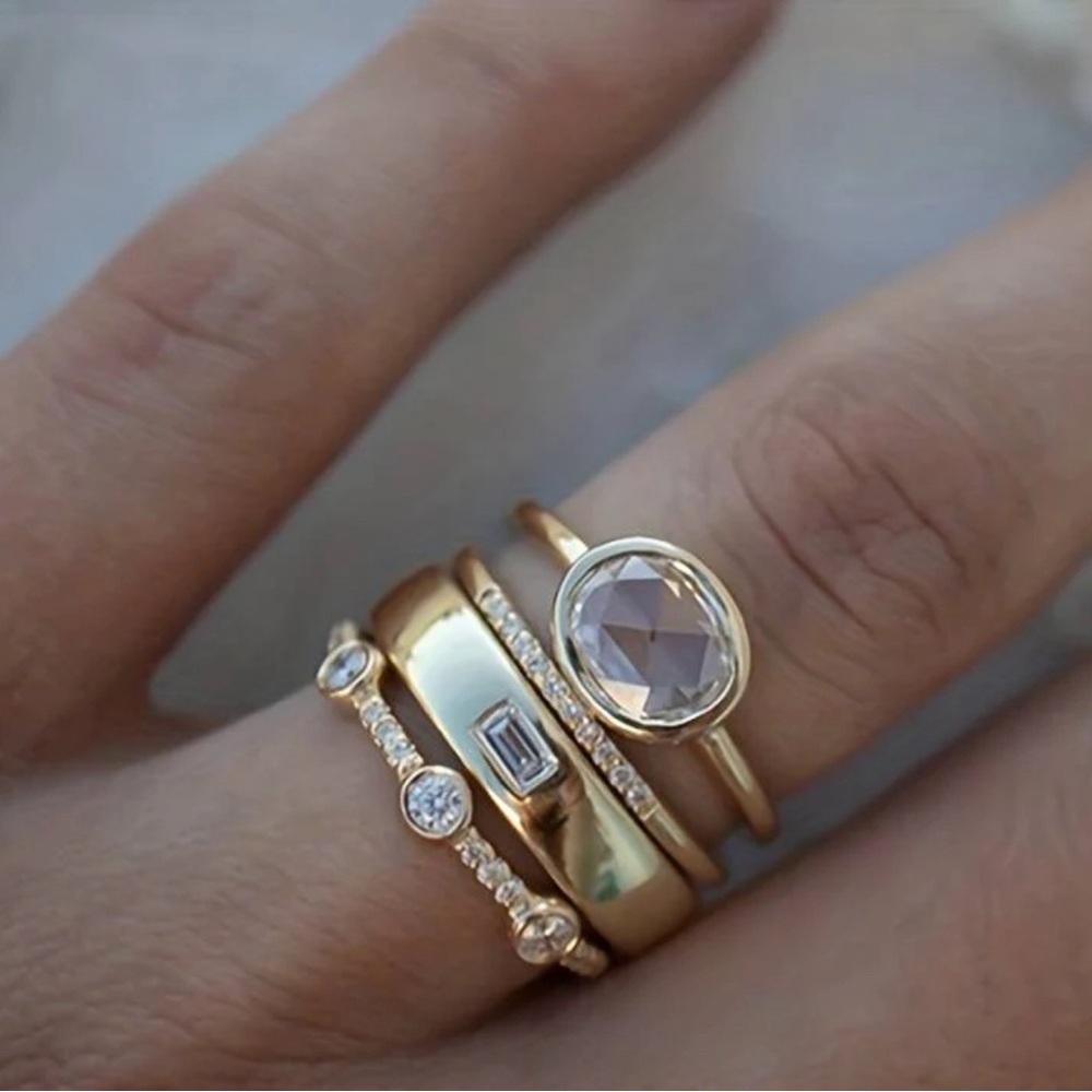 3 NEW gold and zirconia rings